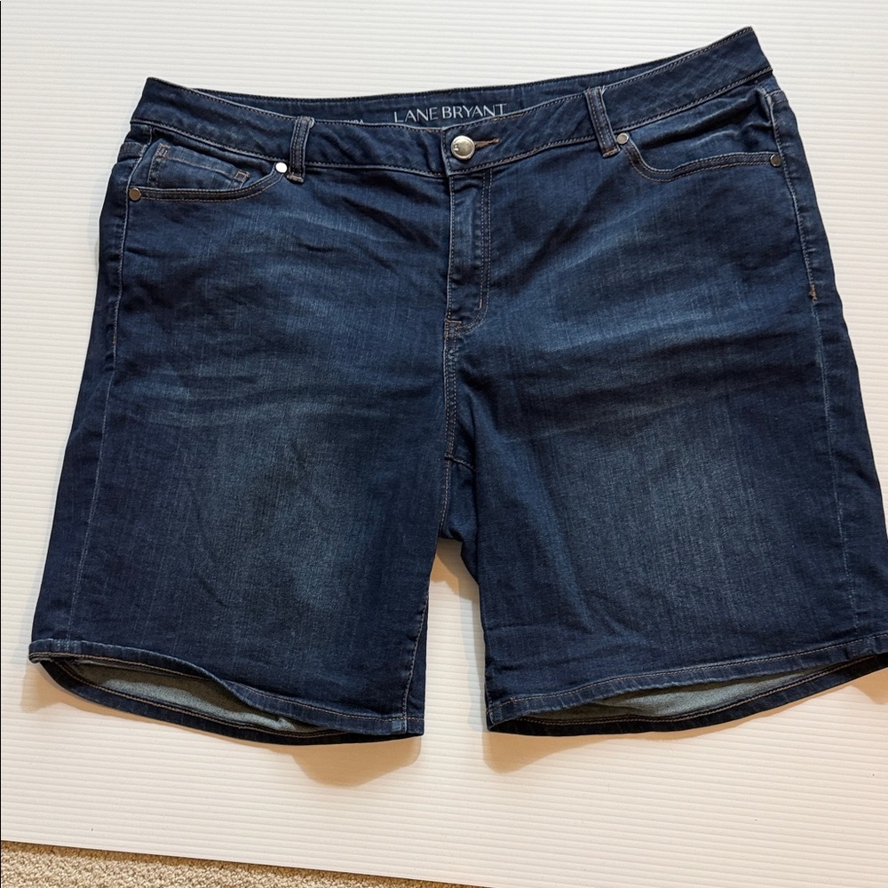 Lane Bryant Dark Blue Stretch Denim Bermuda Shorts